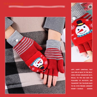 [Interesting] ถุงมือผ้าถัก เปิดนิ้วมือ ลายซานตาคลอส คริสต์มาส ให้ความอบอุ่น ของขวัญ สําหรับผู้หญิง