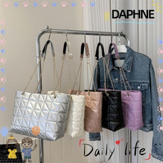 Daphne กระเป๋าถือ กระเป๋าสะพายไหล่ หนัง PU ความจุขนาดใหญ่ สีพื้น สําหรับสตรี Y2k