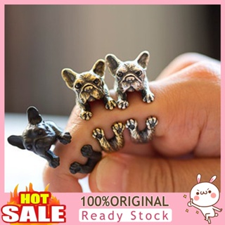 [B_398] แหวนแฟชั่น รูปสุนัขบูลด็อก ปรับได้ สไตล์พังก์เรโทร สําหรับทุกเพศ