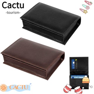 Cactu กระเป๋าใส่นามบัตร บัตรเครดิต หนัง สีดํา สีน้ําตาล 2 ชิ้น