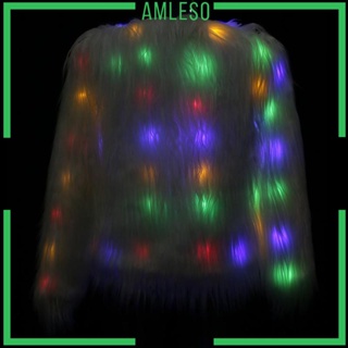 [Amleso] เสื้อโค้ท เรืองแสงในที่มืด สีขาว เหมาะกับงานปาร์ตี้ฮาโลวีน สําหรับผู้หญิง