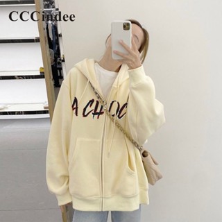 Cccindee ใหม่ เสื้อแจ็กเก็ตลําลอง มีซิป ทรงหลวม พิมพ์ลาย สีพื้น เข้ากับทุกการแต่งกาย แฟชั่นสําหรับสตรี 2023