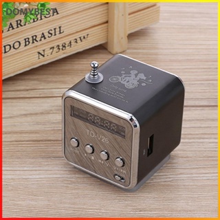 ❤ Domybest TD-V26 ตัวรับสัญญาณวิทยุ FM อลูมิเนียม SD TF USB เครื่องเล่นสเตอริโอ Altavoz ลําโพงขนาดเล็ก แบบพกพา วิทยุ FM