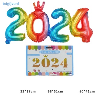 Bdgf ลูกโป่งฟิล์มอลูมิเนียม รูปตัวเลข 2024 สําหรับตกแต่งปาร์ตี้ปีใหม่ 1 ชุด