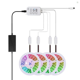 Audioworld สายไฟ LED RGB 65.6 ฟุต 20 ม. ซิงค์เพลง 5050 SMD เปลี่ยนสีได้ พร้อมรีโมตควบคุม 24 คีย์ ปลั๊ก UK สําหรับห้องนอน บ้าน ปาร์ตี้