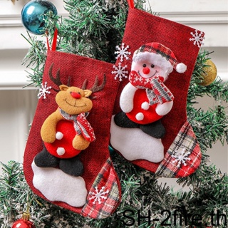 ถุงน่องคริสต์มาส ลายซานตาคลอส กวางเอลก์ สโนว์แมน สําหรับใส่ขนม ถ่ายภาพ ของขวัญ