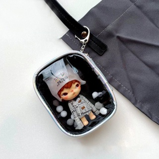 กระเป๋าจัดเก็บตุ๊กตา พร้อมพวงกุญแจ แบบใส หนา ขนาดพกพา สไตล์คลาสสิก