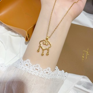 Xiangyun สร้อยคอทอง 18k จี้ล็อก ประดับลูกปัด สําหรับผู้หญิง A004
