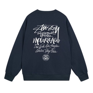 Stussy -Modernist เสื้อกันหนาว คอกลม พิมพ์ลายโลโก้ สไตล์โมเดิร์น แฟชั่น unisex Rker