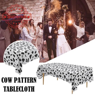 ผ้าปูโต๊ะ ทรงสี่เหลี่ยมผืนผ้า ลายวัว ขนาด 137*274 ซม. ไม่กันน้ํามัน สําหรับปาร์ตี้วันเกิด J8L5