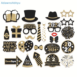 Adhyu กรอบแว่นตา ลายคริสต์มาส 2024 สีดํา ทอง สําหรับตกแต่งบ้าน 25 ชิ้น