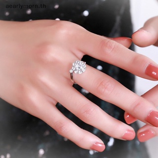 Aa แหวนแต่งงาน ประดับเพทาย ลายดอกไม้ ปรับได้ สําหรับผู้หญิง TH
