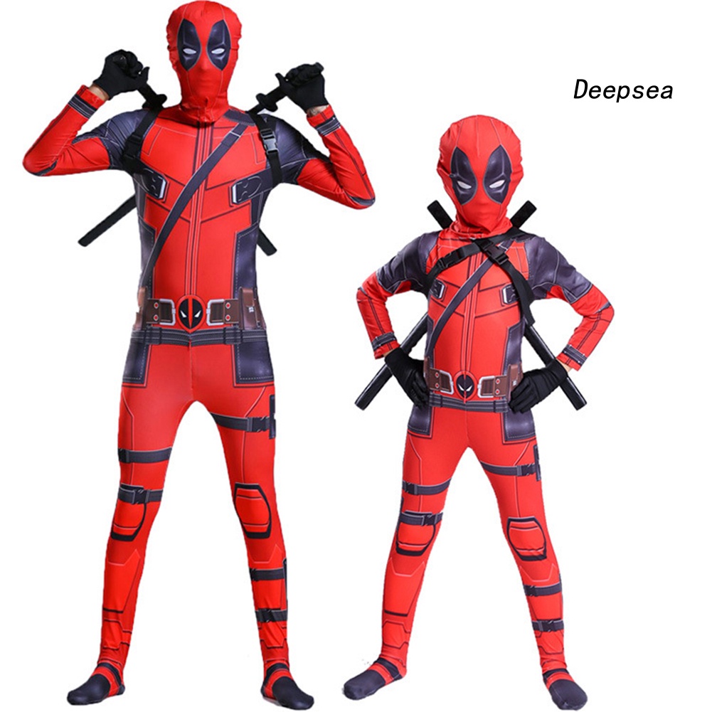 พร้อมส่ง-ชุดจั๊มสูทคอสเพลย์-การ์ตูนซุปเปอร์ฮีโร่-deadpool-marvel-ฮาโลวีน-สําหรับเด็กผู้ชาย