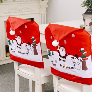 ชุดเก้าอี้รับประทานอาหาร รูปซานตาคลอส สีแดง แบบสร้างสรรค์ สําหรับตกแต่งบ้าน เทศกาลคริสต์มาส