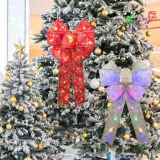 【AG】โบว์คริสต์มาส มีไฟ LED รูปเกล็ดหิมะ หลากสีสัน ไม่ร้อน สําหรับคริสต์มาส