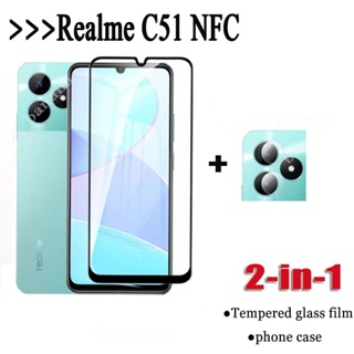 2in1 ฟิล์มกระจกนิรภัยกันรอยหน้าจอ ป้องกันกล้อง สําหรับ Realme C51 NFC C53 C55 C30 C35 C33 C21Y C25Y C21 C20 C15 C12 C11