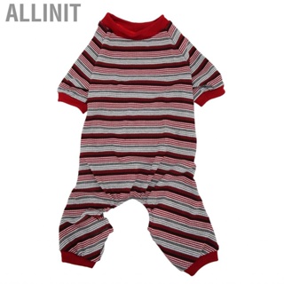 Allinit Dog Pajamas Soft Stretchy Machine Washable 4 Legged Striped Puppy Pullover Sleepwear for Spring Home