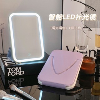 Spot# ins style desktop led cosmetic mirror with lamp desktop dressing mirror bedroom Internet celebrity portable beauty makeup light small mirror 8jj