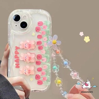 เคสโทรศัพท์มือถือ ลายตุ๊กตากระต่าย ดอกทิวลิป 3D สําหรับ Redmi 10 12 10A 10C 9C NFC 12C A1 9 9A 9T A2 Note 11 8 10 11s 12 9 10s Pro Max Poco M3 Mi 12 11 Lite เคสขอบโค้ง