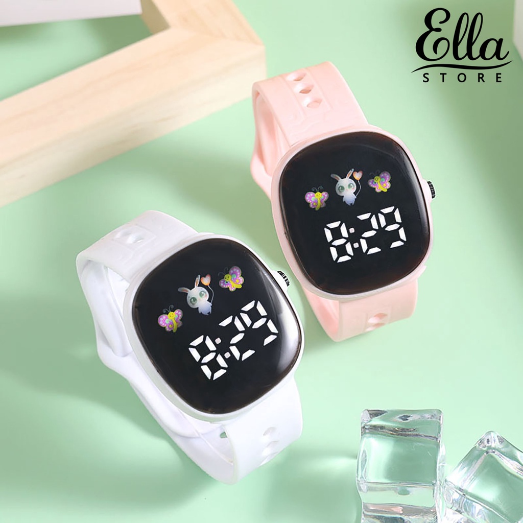 ellastore123-นาฬิกาข้อมืออิเล็กทรอนิกส์-led-สายซิลิโคนนิ่ม-ทรงสี่เหลี่ยม-กันน้ํา-สามารถปรับได้-เหมาะกับของขวัญวันเกิด-สไตล์สปอร์ต-สําหรับเด็กผู้ชาย-และผู้หญิง