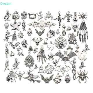 &lt;Dream&gt; จี้รูปค้างคาว โครงกระดูก สีเงิน สําหรับทําเครื่องประดับ DIY 50 ชิ้น