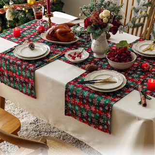 ผ้าปูโต๊ะ ทรงสี่เหลี่ยมผืนผ้า ลายสก๊อต เกล็ดหิมะ สีเข้ม สําหรับตกแต่งบ้าน ห้องครัว ปาร์ตี้