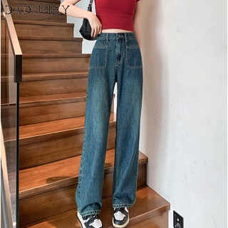 DaDuHey🎈 Korean Style New Womens Jeans Straight Loose Slimming High Waist Fashion Casual Straight-Leg Wide Leg Pants