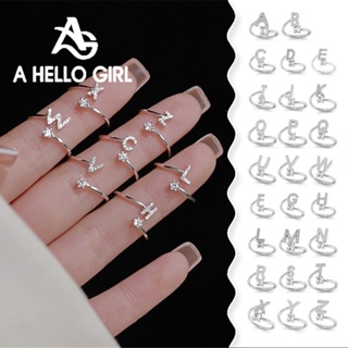 ภาพหน้าปกสินค้าA HELLO GIRL แหวนนิ้วมือ เปิดพลอยเทียม 925 ลายตัวอักษร 26 ตัว ปรับได้ สําหรับผู้หญิง ที่เกี่ยวข้อง