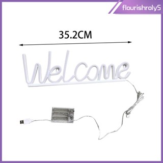 [Flourishroly5] ป้ายไฟนีออน Welcome ใช้แบตเตอรี่ สําหรับตกแต่งหน้าต่างห้องเกม