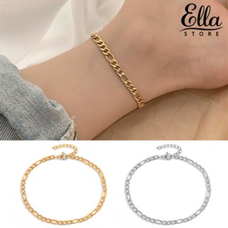 Ellastore123 สร้อยข้อเท้าโซ่ ปรับขนาดได้ สไตล์มินิมอล สําหรับผู้หญิง