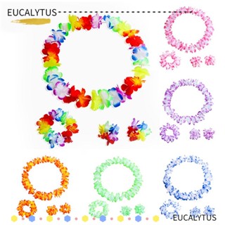 Eutus สร้อยคอ ลายดอกไม้ สไตล์ฮาวาย คุณภาพสูง สําหรับตกแต่งงานแต่งงาน ปาร์ตี้ 4 ชิ้น ต่อชุด