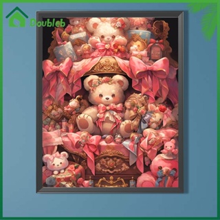 【Doub X ✮】ภาพวาดปักเพชร ทรงกลม ลายตุ๊กตาหมี 5D ขนาด 40X50 ซม. DIY สําหรับตกแต่งบ้าน ✮