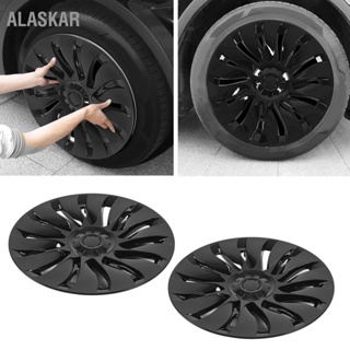 ALASKAR 4pcs ล้อ HUB CAP สมมาตร GLOSS สีดำรถยนต์ Hubcap สำหรับ Tesla รุ่น Y 19 นิ้วล้อ 2020 ถึง 2023