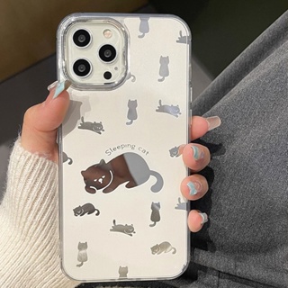 เคสโทรศัพท์มือถือกระจก กันฝุ่น ลายการ์ตูนแมว สําหรับ IPhone 11 12 13 14 Pro Max XR XS 12 Pro Max