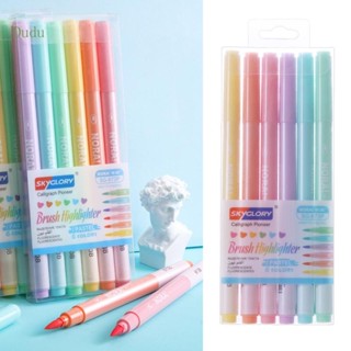 Dudu ชุดแปรงปากกามาร์กเกอร์ ไฮไลท์ แบบนุ่ม 6 สี