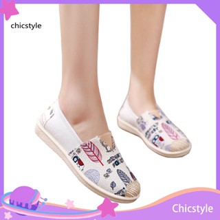 Chicstyle รองเท้าผ้าใบลําลอง ระบายอากาศ หัวกลม พิมพ์ลาย กันลื่น ใส่สบาย แฟชั่นฤดูร้อน สําหรับสตรี 1 คู่