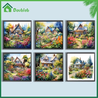 【Doub X ✮】ภาพวาดปักเพชร ทรงกลม ลายบ้านสวน 5D DIY สําหรับตกแต่งบ้าน ✮