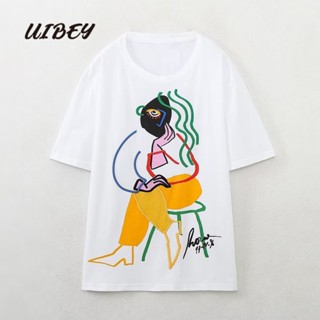 Uibey เสื้อเชิ้ต ทรงหลวม พิมพ์ลาย อเนกประสงค์ 3524