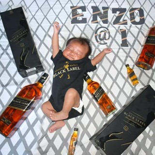 Haginbaby ชุดรอมเปอร์ ธีมอาหาร Johnnie Walker Whisky Baby Onesie Monthly Milestones สําหรับเด็ก