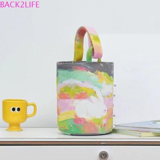 Back2life กระเป๋าถือ ทรงบักเก็ต พิมพ์ลายดอกไม้ สีสันสดใส แฟชั่นสําหรับผู้หญิง คุณแม่