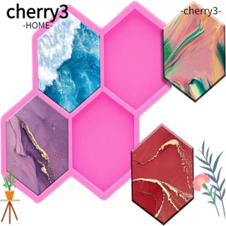 Cherry3 แม่พิมพ์ซิลิโคนเรซิ่น อีพ็อกซี่ รูปหกเหลี่ยม ขนาดเล็ก 6 ด้าน 5.1*4.4 ซม. สีชมพู 4 ช่อง