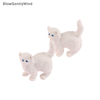Blowgentlywind โมเดลตุ๊กตาแมวจําลอง ขนาดเล็ก สีขาว อุปกรณ์เสริม สําหรับตกแต่ง