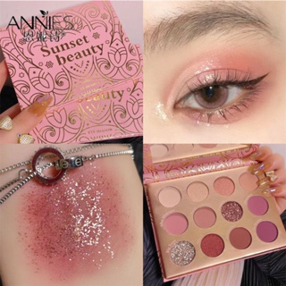 Sunsetbeauty พาเลทอายแชโดว์ ไฮกลอส กันน้ํา สีกุหลาบ สําหรับแต่งหน้า