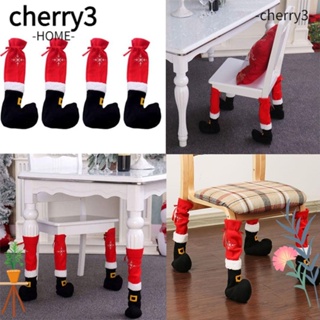 Cherry3 รองเท้าบูท ผ้าโพลีเอสเตอร์ กันลื่น สําหรับตกแต่งโต๊ะ เก้าอี้คริสต์มาส
