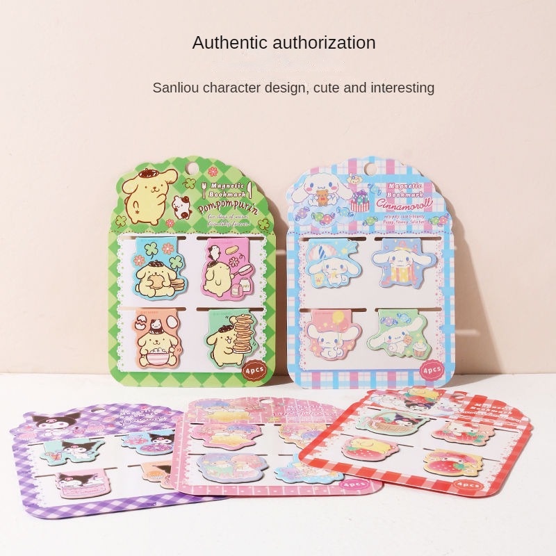 creative-4-ชิ้น-เซ็ต-sanrio-ที่คั่นแม่เหล็ก-kawaii-cinnamoroll-kuromi-pachacco-ประณีตที่วางหนังสือน่ารักนักเรียนสำนักงานเครื่องเขียนของขวัญสำหรับเด็กผู้หญิง-cod