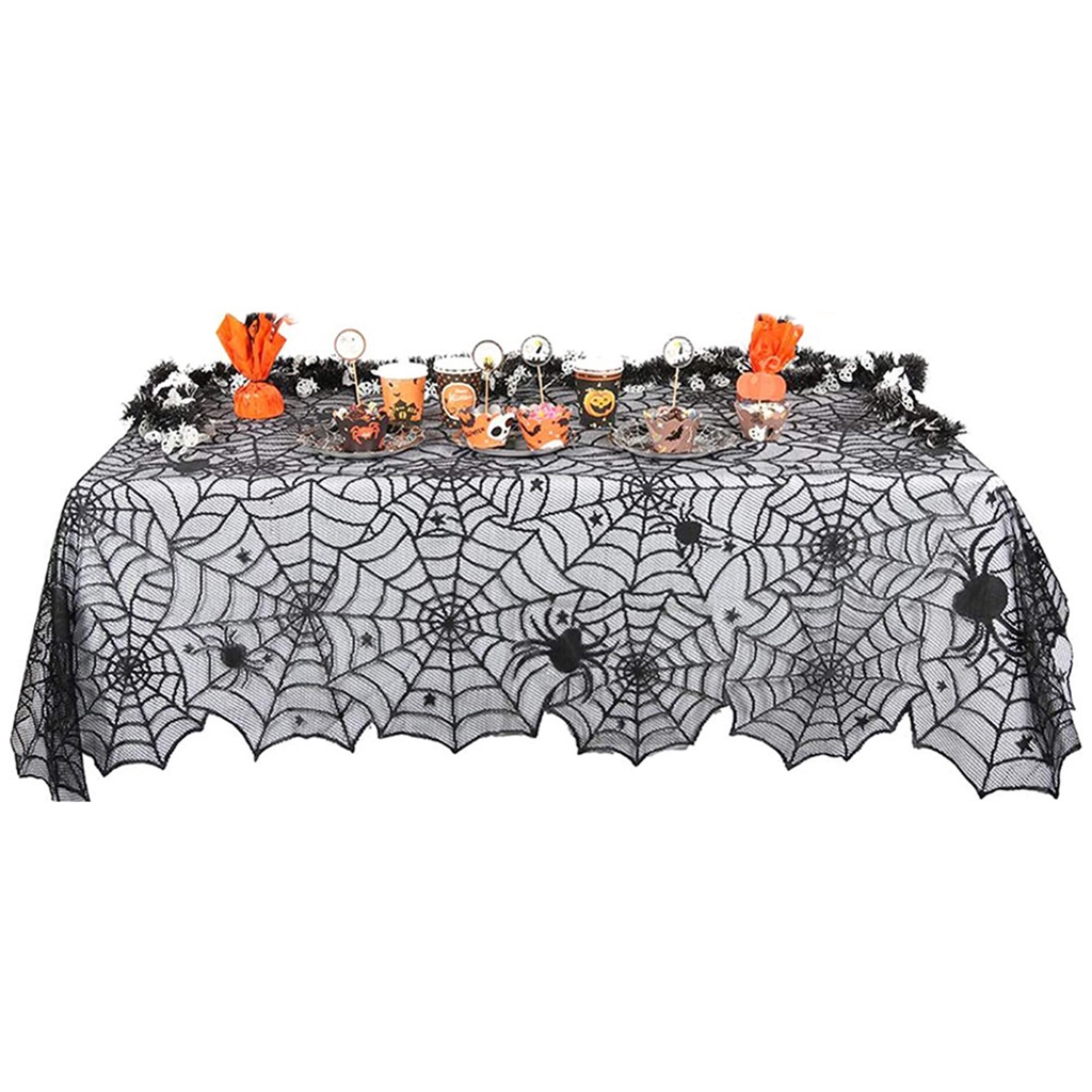 halloween-ผ้าปูโต๊ะเว็บ-ลายหัวกะโหลก-แมงมุม-ลูกไม้-น่ากลัว-สําหรับตกแต่งปาร์ตี้ฮาโลวีน