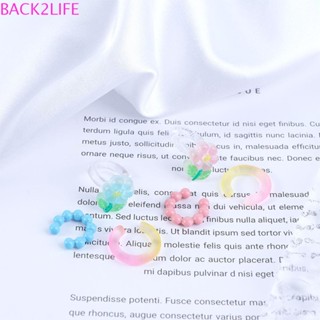 Back2life ต่างหูคลิปอะคริลิค เรซิ่น ลายดอกไม้ สีแคนดี้ 3 ชิ้น ต่อชุด