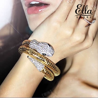 Ellastore123 เครื่องประดับ กําไลข้อมือ สร้อยข้อมือ รูปงู ประดับพลอยเทียม สไตล์พังก์ เรโทร