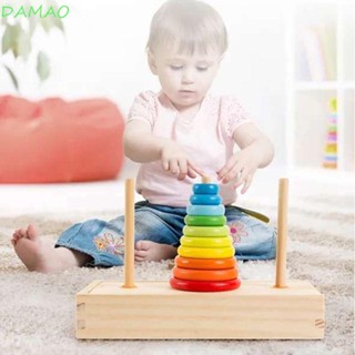 Damao แหวนไม้ ลายการ์ตูน สีรุ้ง ของเล่นเสริมการเรียนรู้ สําหรับเด็ก ผู้ปกครอง
