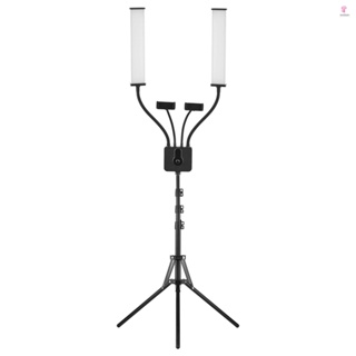 Flexible Double Arms LED Video Light with Phone Holders and Metal Light Stand for Product Photography